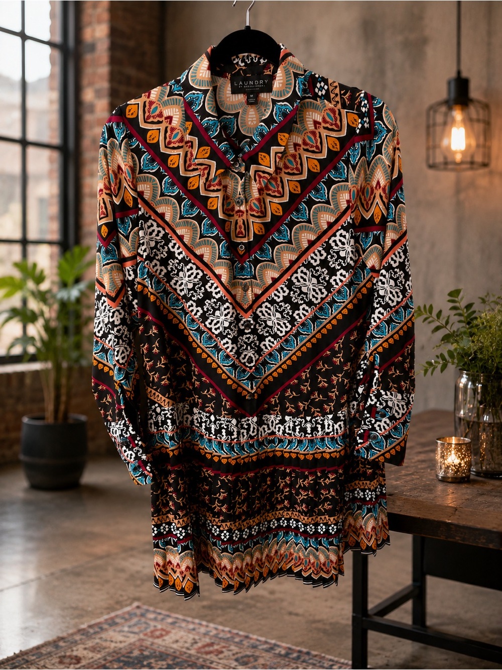 Laundry by Shelli Segal Boho Print Shirt Dress | Size M